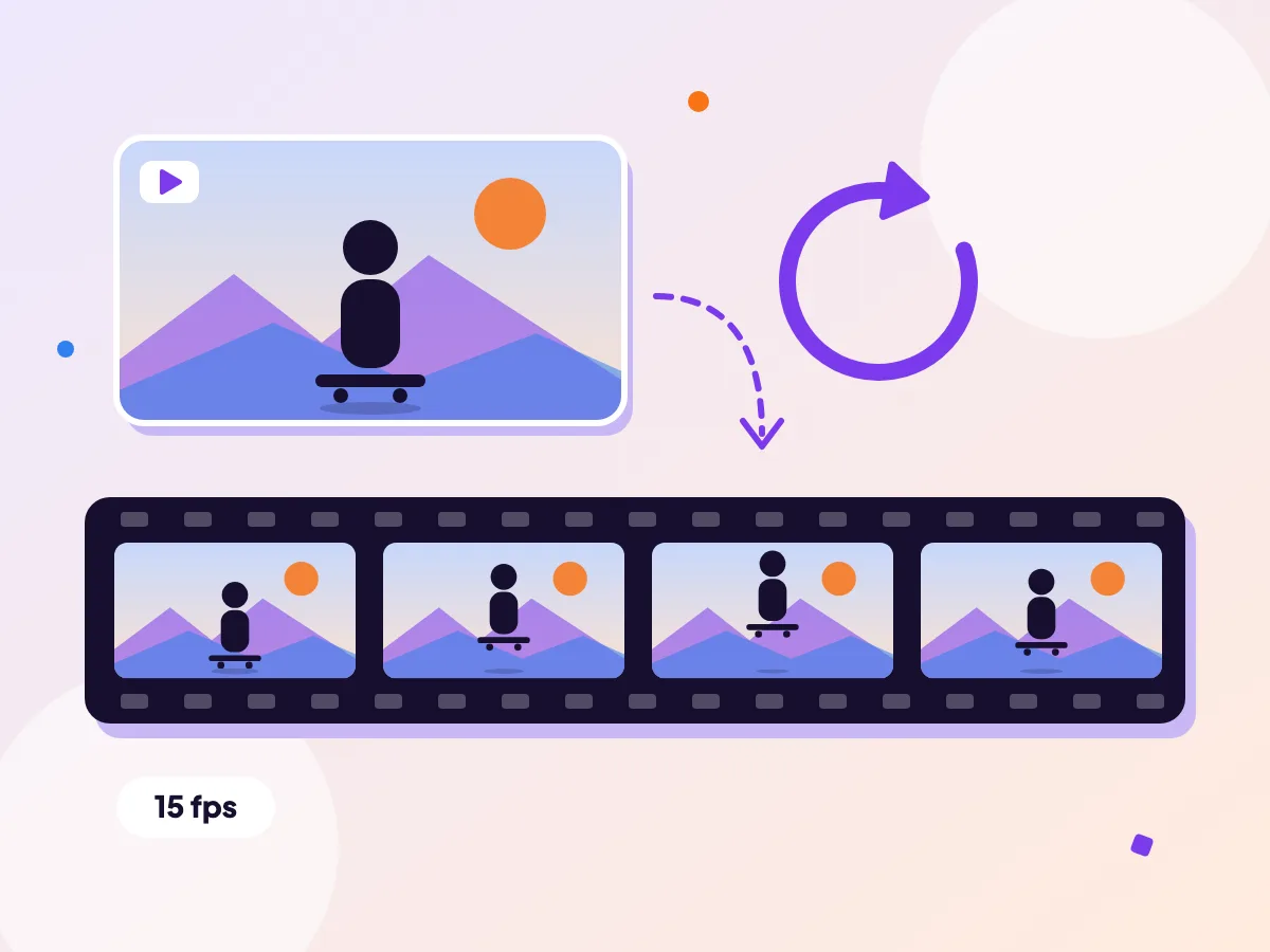 A skater clip turned into a looping strip of GIF frames at 15 fps
