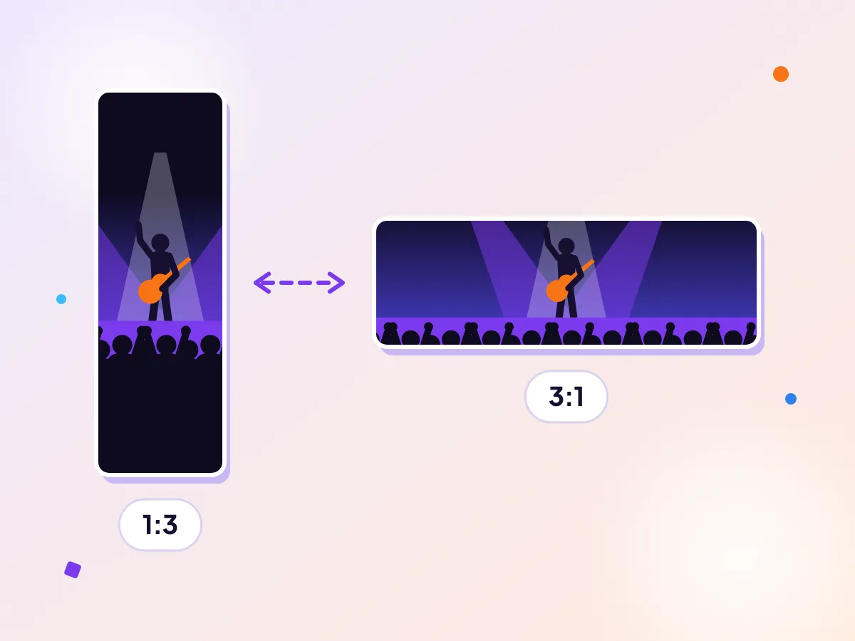 A concert crowd in a video frame, with the shape X accepts from 1:3 to 3:1