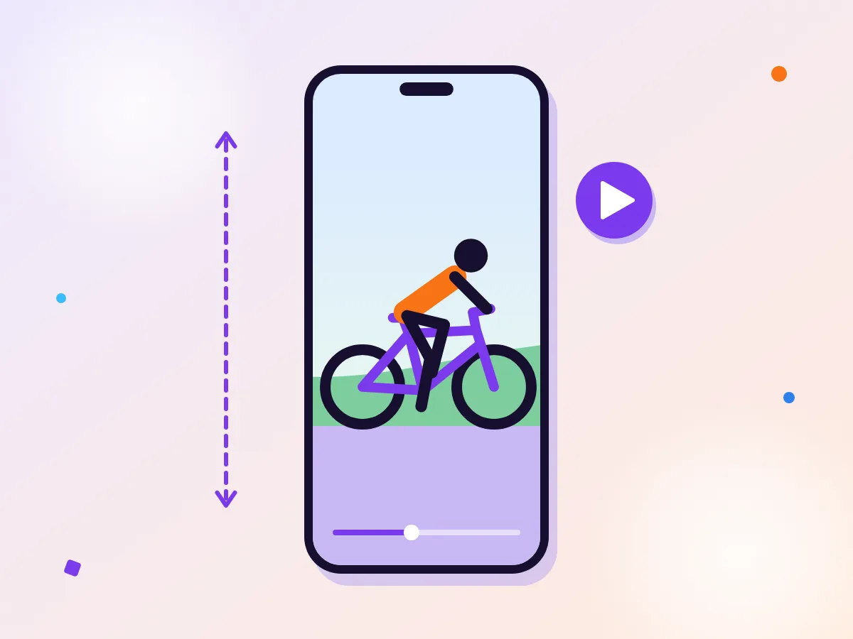 A cyclist riding along a road in a vertical video frame for Shorts