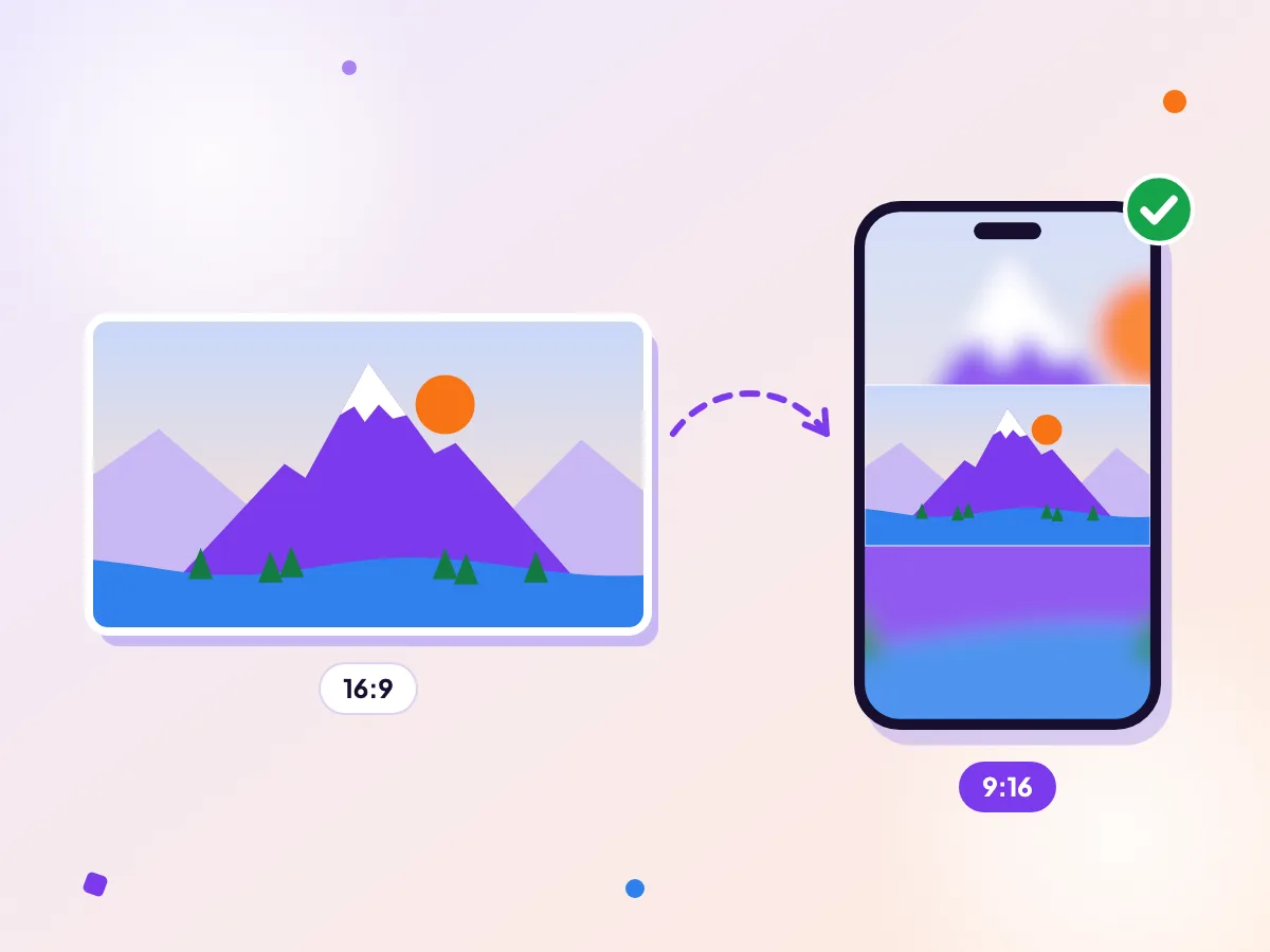 A mountain panorama turned from a wide 16:9 clip into a tall 9:16 video