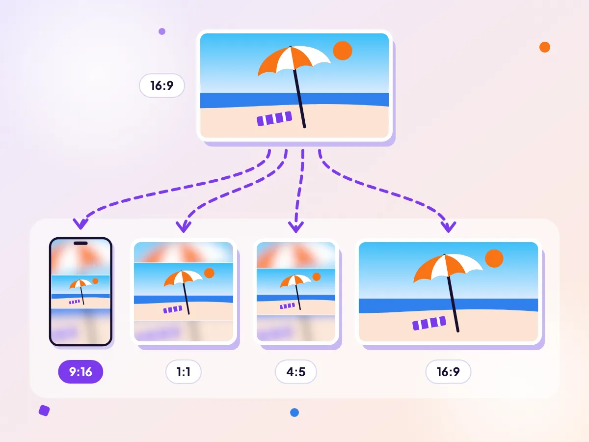 A beach clip turned into four versions, tall, square, portrait and wide, in a zip